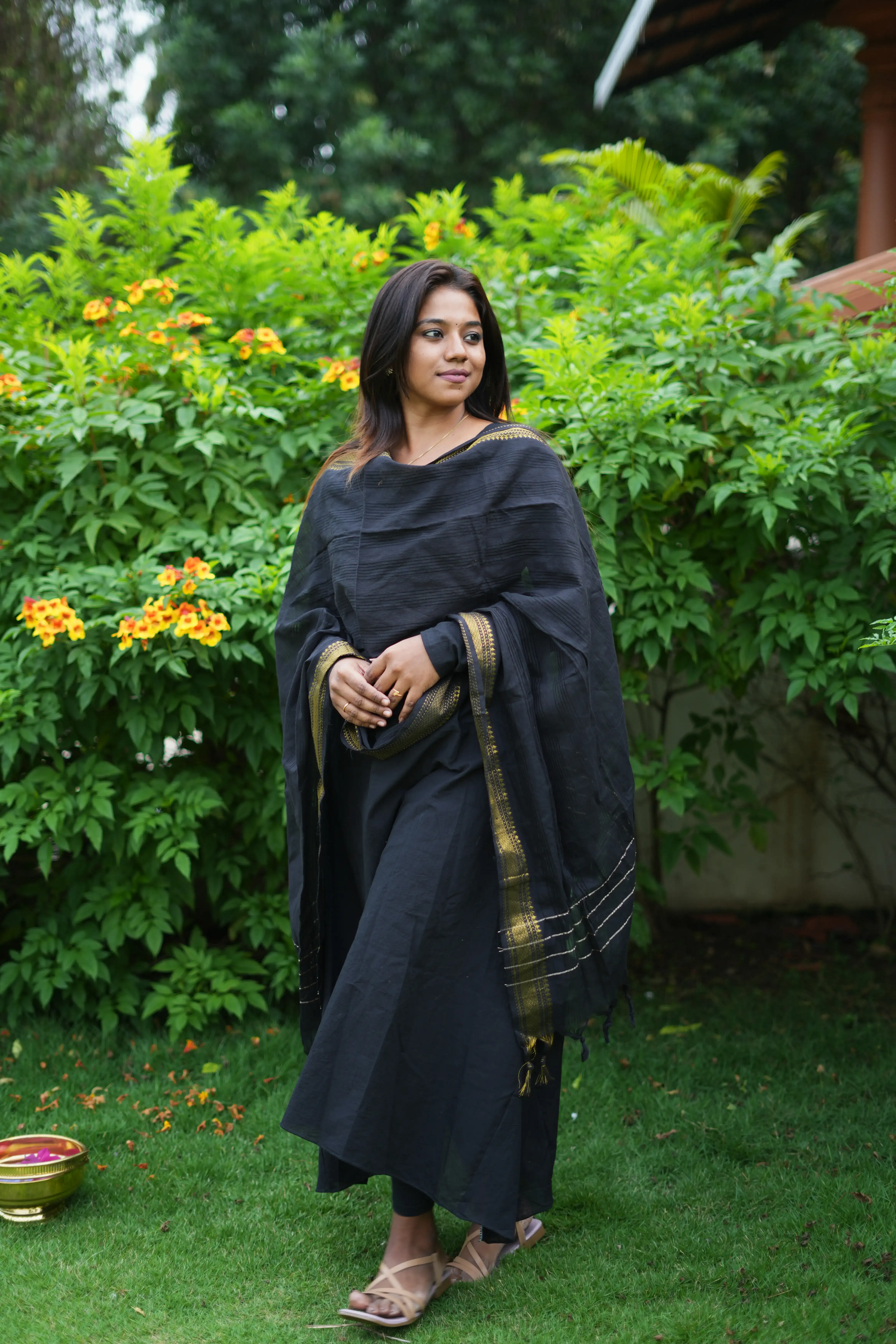 Roja movie recreated A-line kurti with shawl