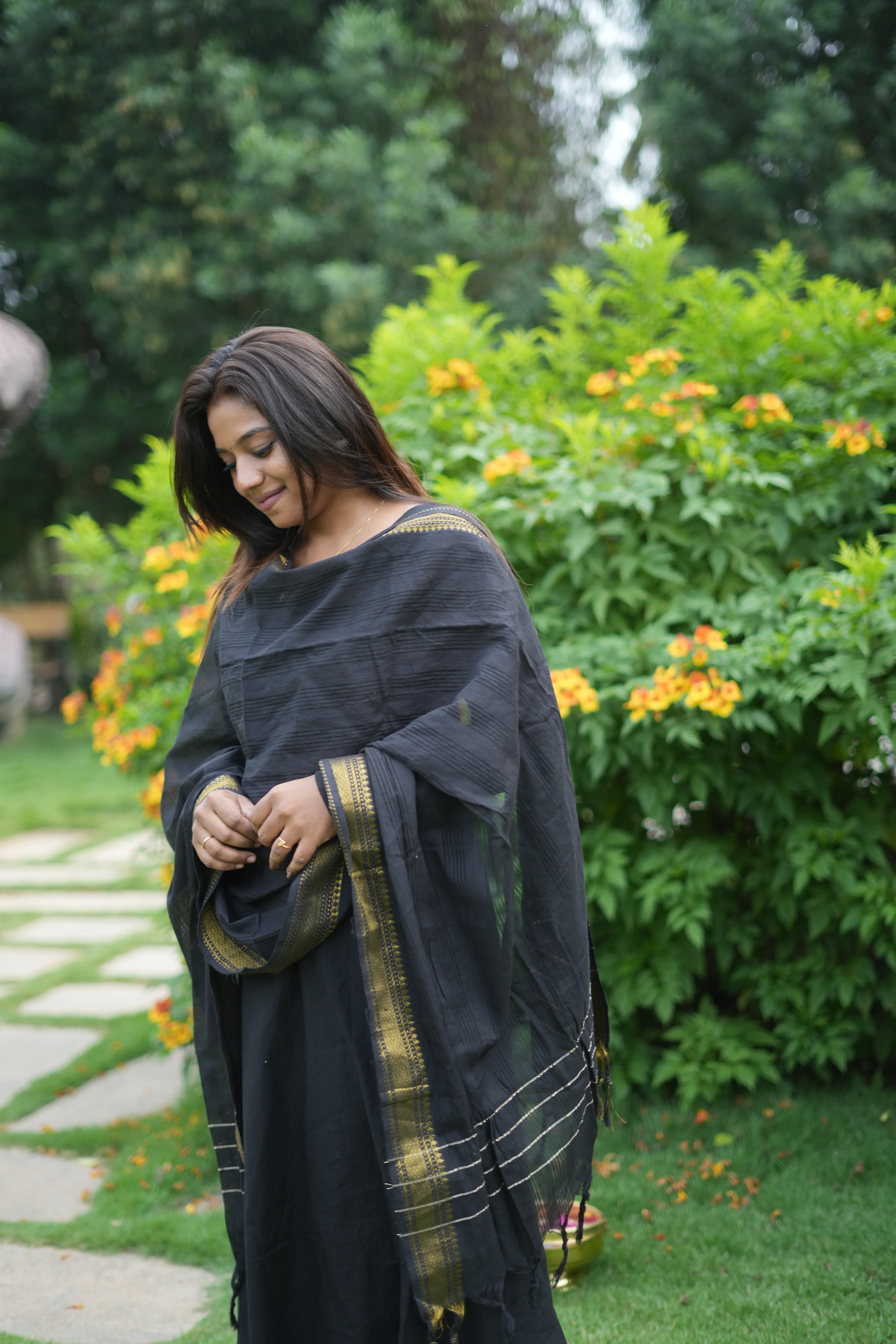 Roja movie recreated A-line kurti with shawl