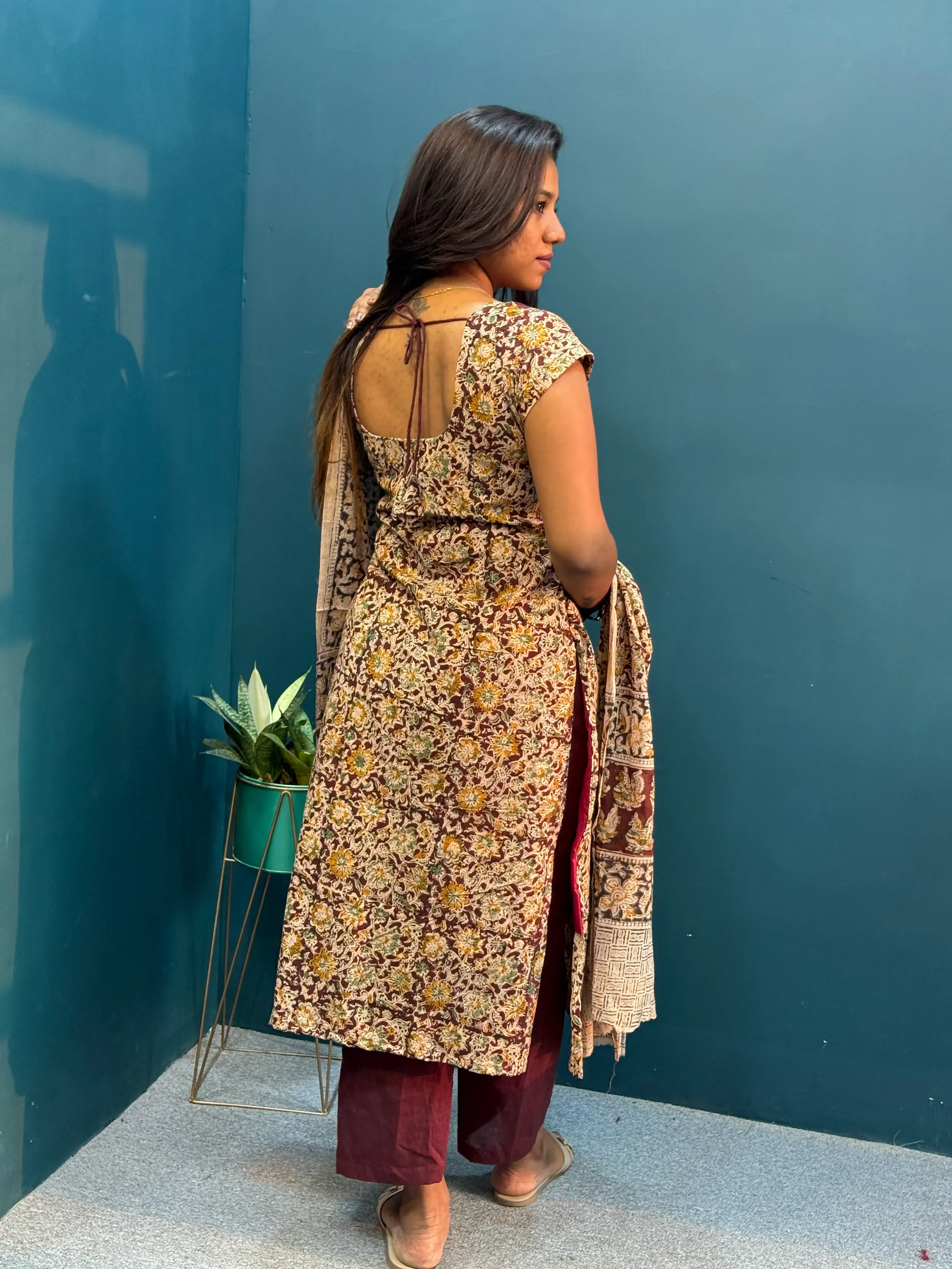 Maroon kalamkari salwar set