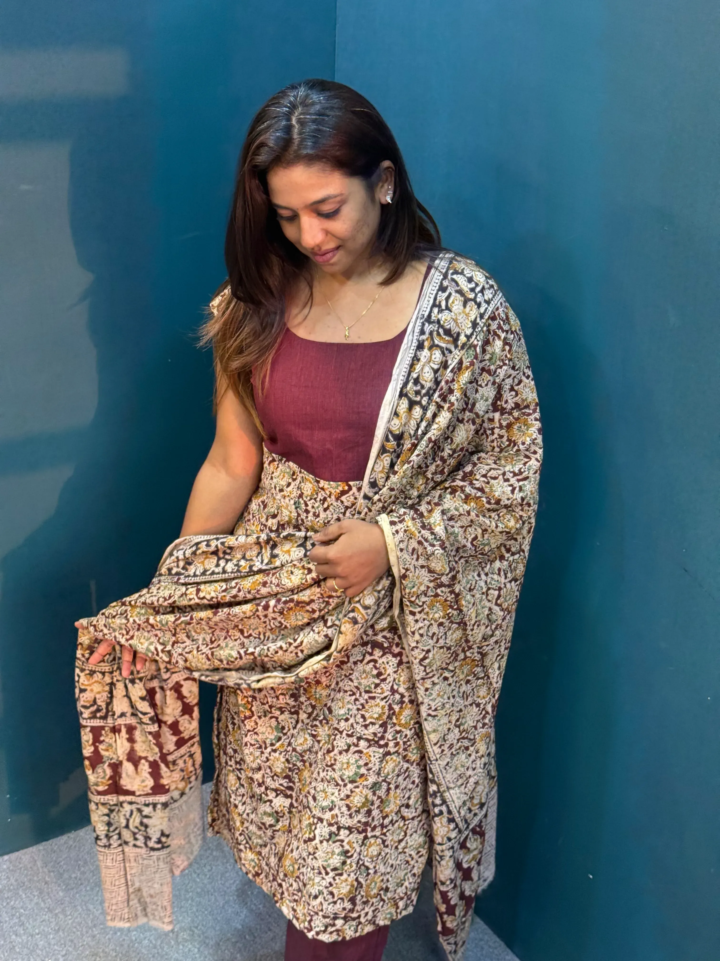 Maroon kalamkari salwar set