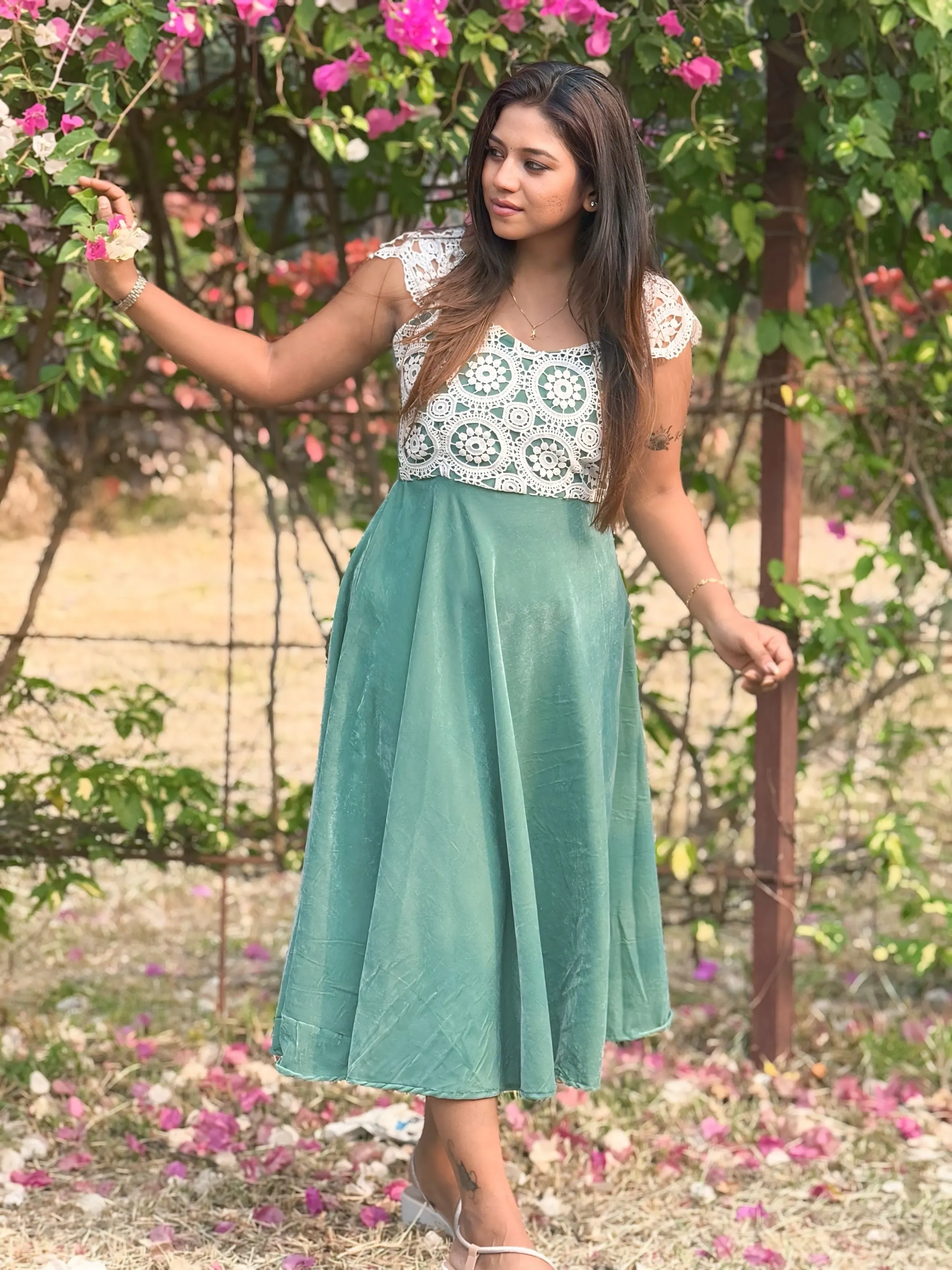 Velvet-Crochet Gown