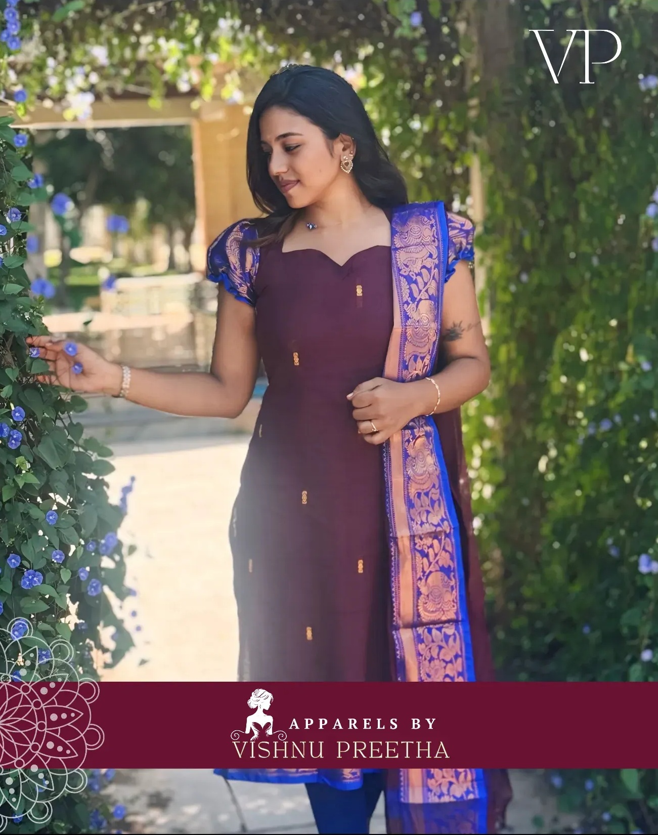 Traditional Narayanpet kurti with shawl